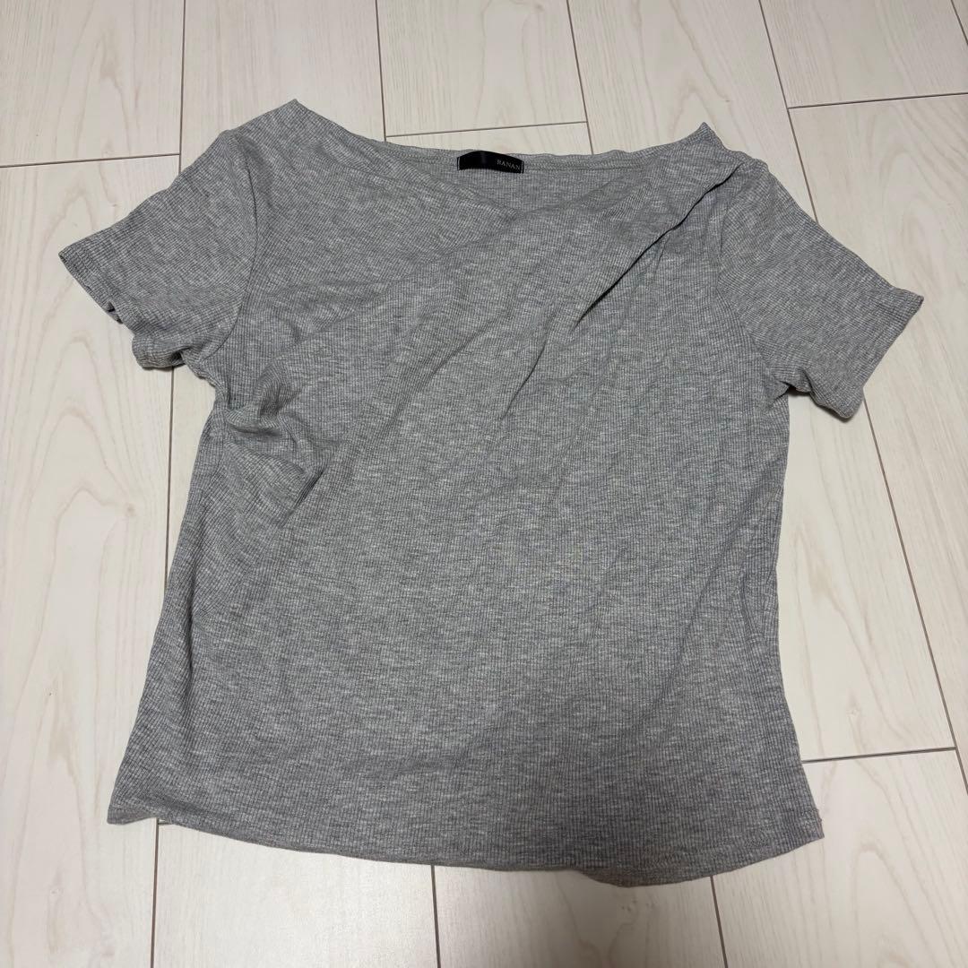 RANAN 2WAYドレープオフショルリブＴシャツ — image 4