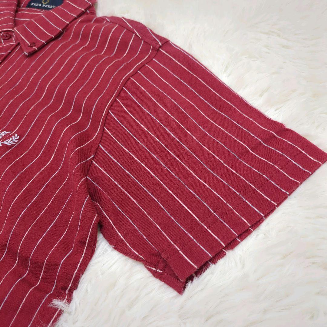 FRED PERRY 半袖シャツ ボタンダウン M 替ボタン付　ストライプ — image 4