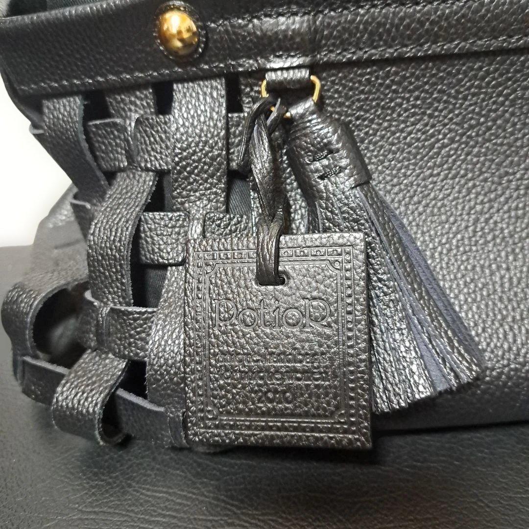 PotioR ハンドバッグ ブラック レザー メッシュ — image 2