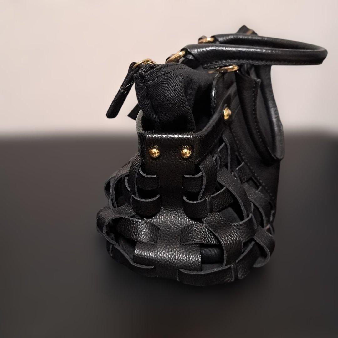 PotioR ハンドバッグ ブラック レザー メッシュ — image 4