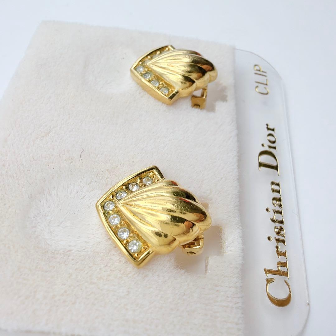Dior シェルモチーフ イヤリング ゴールド ラインストーン — image 3