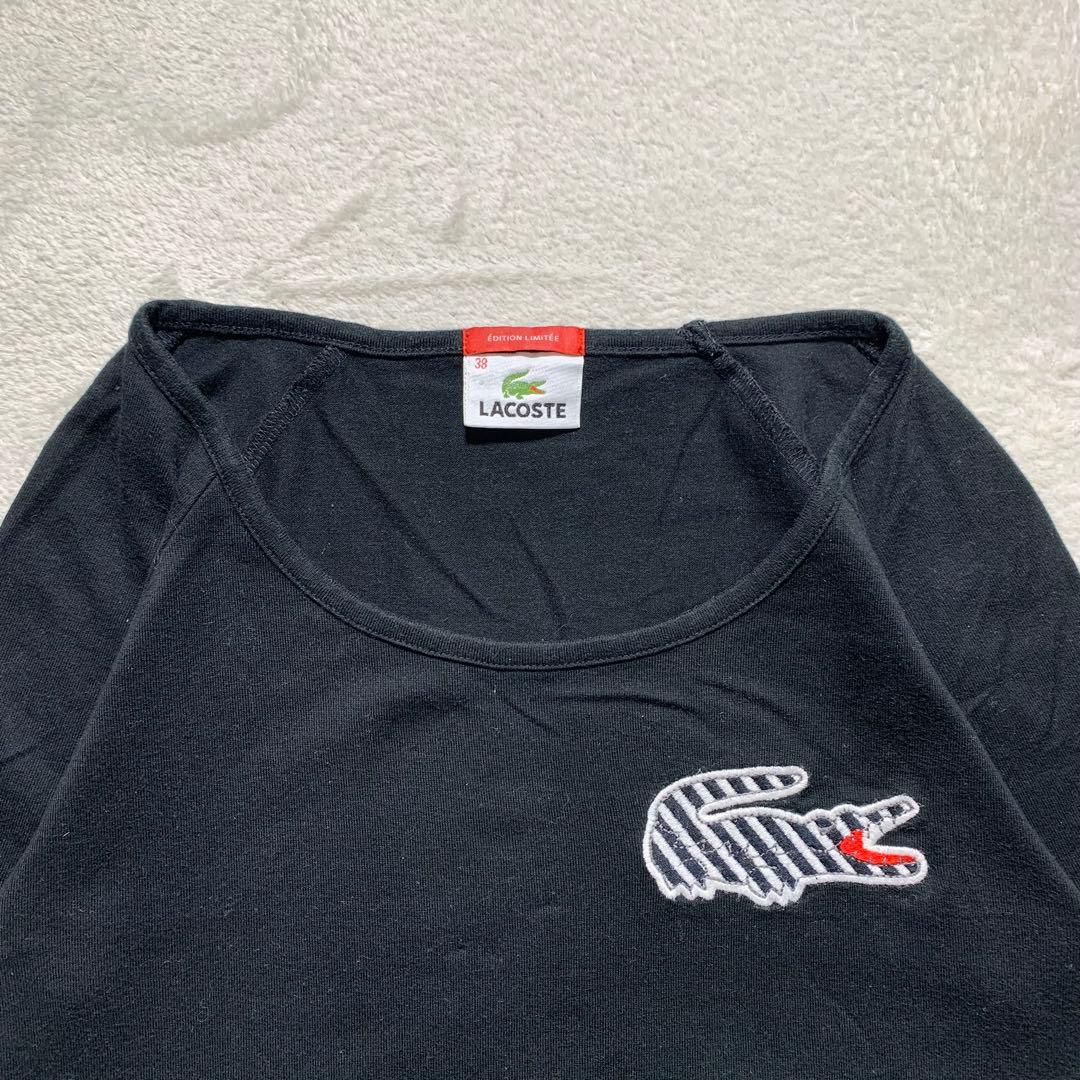 F1622　【即購入OK】　LACOSTE　ビッグロゴTシャツ　M　ブラック — image 3