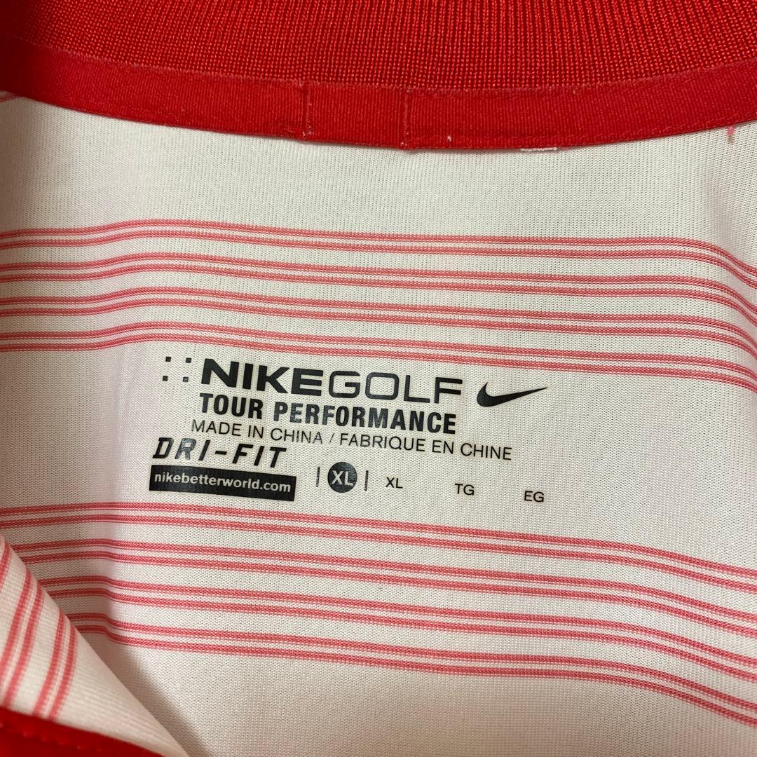 NIKE GOLF ボーダー ポロシャツ レッド ホワイト XL — image 2