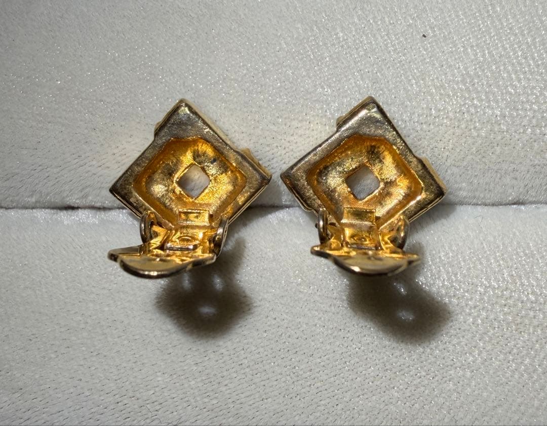 ヴィンテージ風 スクエア イヤリング レトロ ブルー グリーン 金色 — image 3