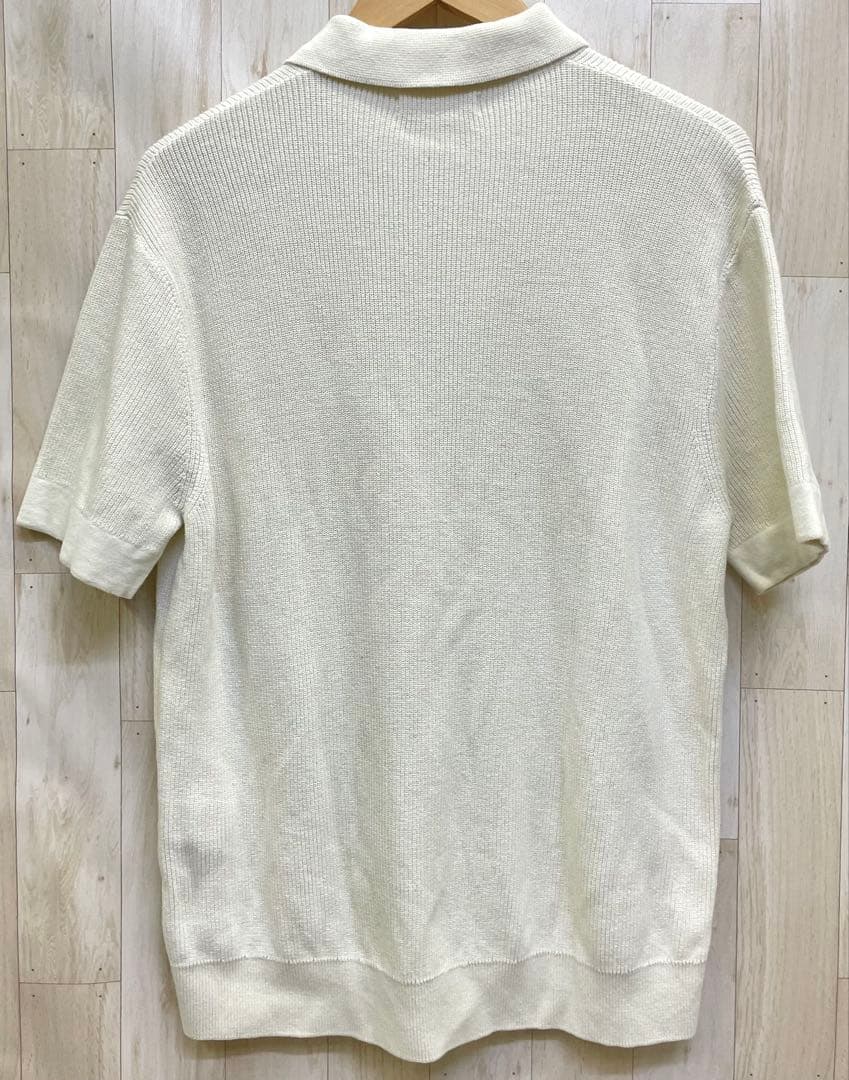 ZARA ザラ コットンニット ハーフジップ ポロシャツ M メンズ アイボリー — image 3
