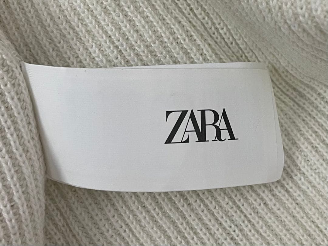 ZARA ザラ コットンニット ハーフジップ ポロシャツ M メンズ アイボリー — image 5