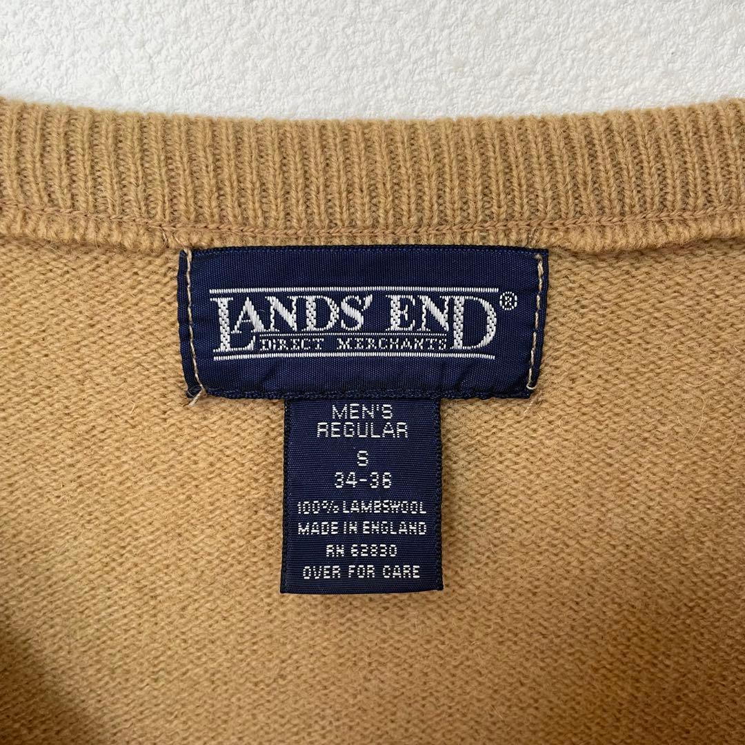 LANDS'END ランズエンド　ウールニット　S　茶　羊毛　Uネック　無地　冬 — image 3