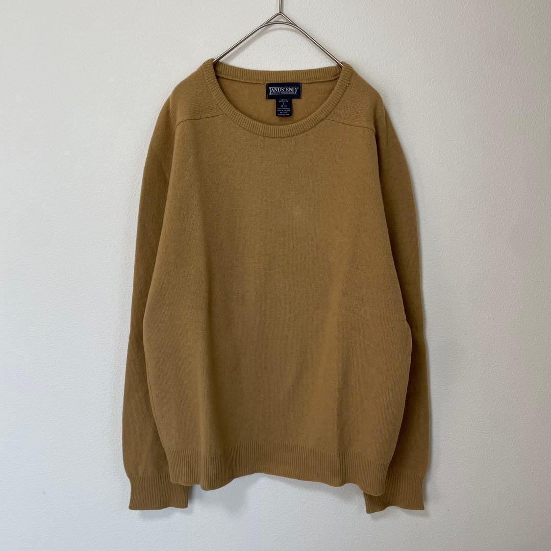 LANDS'END ランズエンド　ウールニット　S　茶　羊毛　Uネック　無地　冬 — image 4