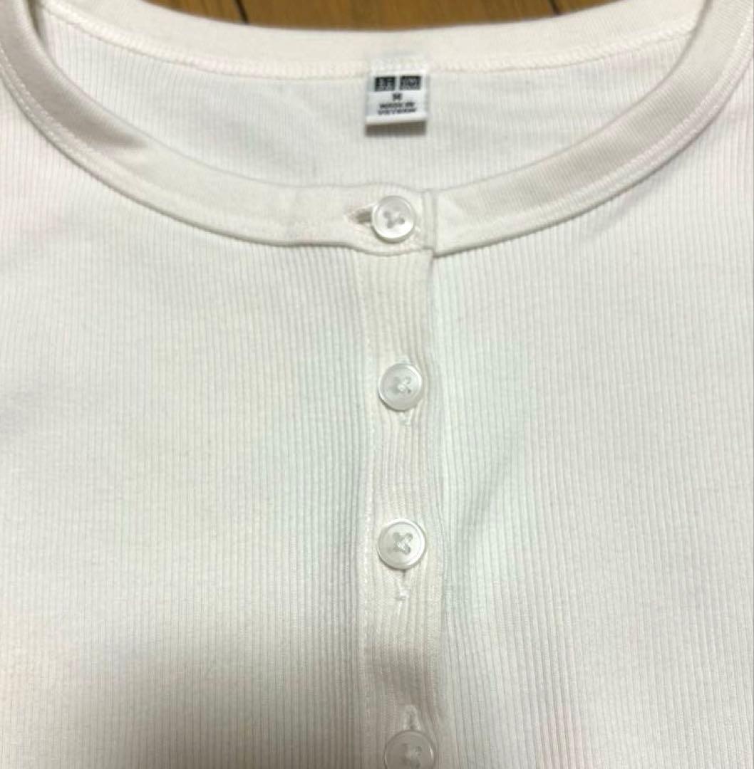 UNIQLO リブヘンリーネックT 長袖 ホワイト Mサイズ — image 5