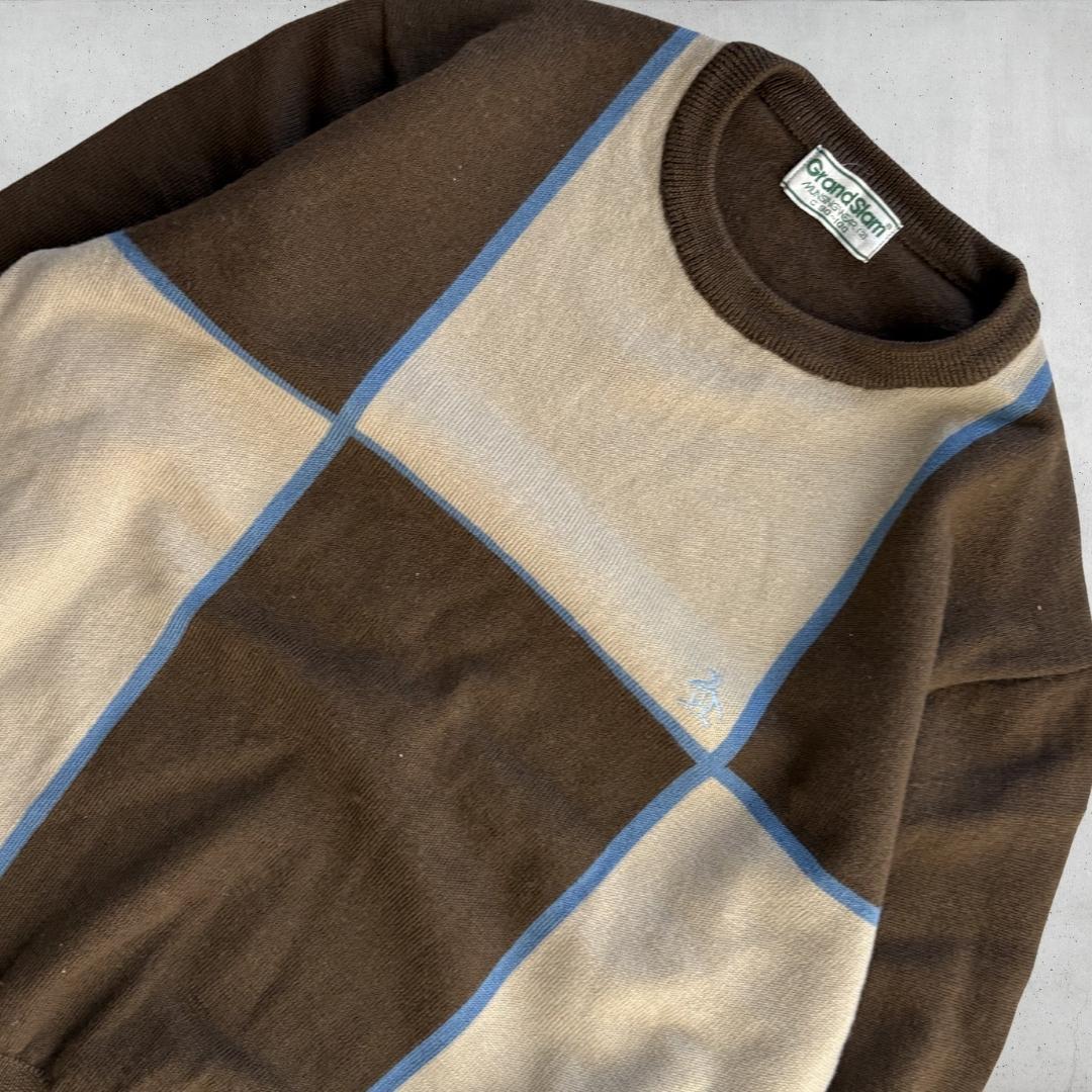希少 90s Grand Slam ウール100% ブロックチェック セーター — image 3