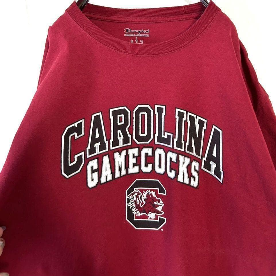 チャンピオン カロリーナ ゲームコックス Tシャツ L レッド 赤 古着 — image 4