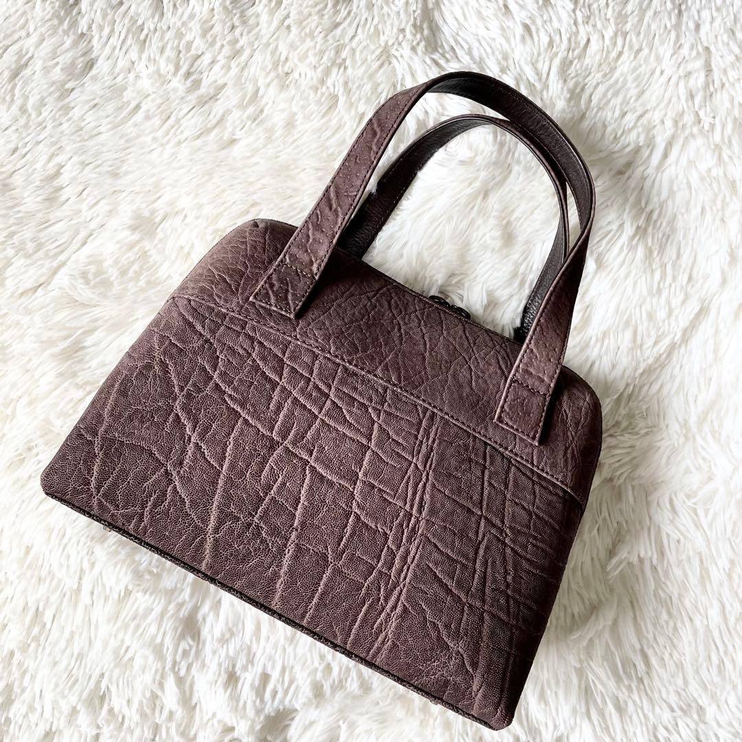 極美品【60万】JRA リアル エレファントレザー ハンドバッグ ダークブラウン — image 2