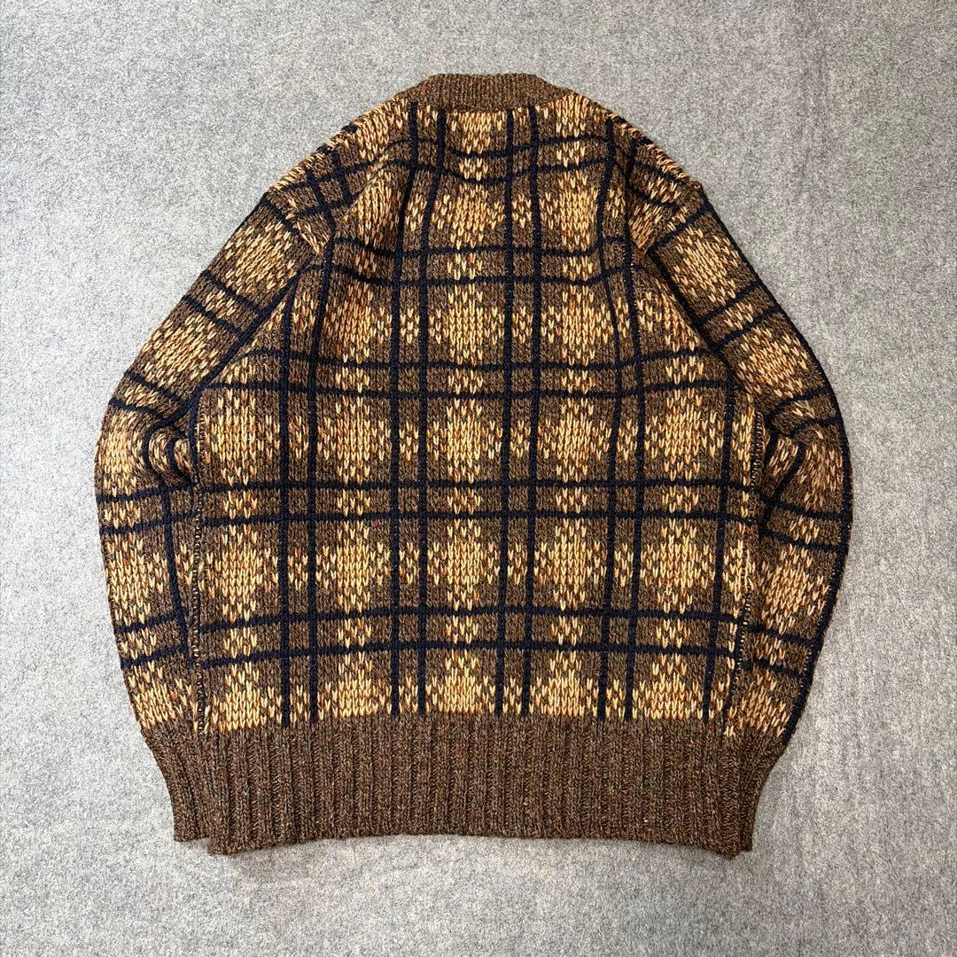 90s McGREGOR ニット Vネック チェック 茶 L アメカジ トラッド — image 3