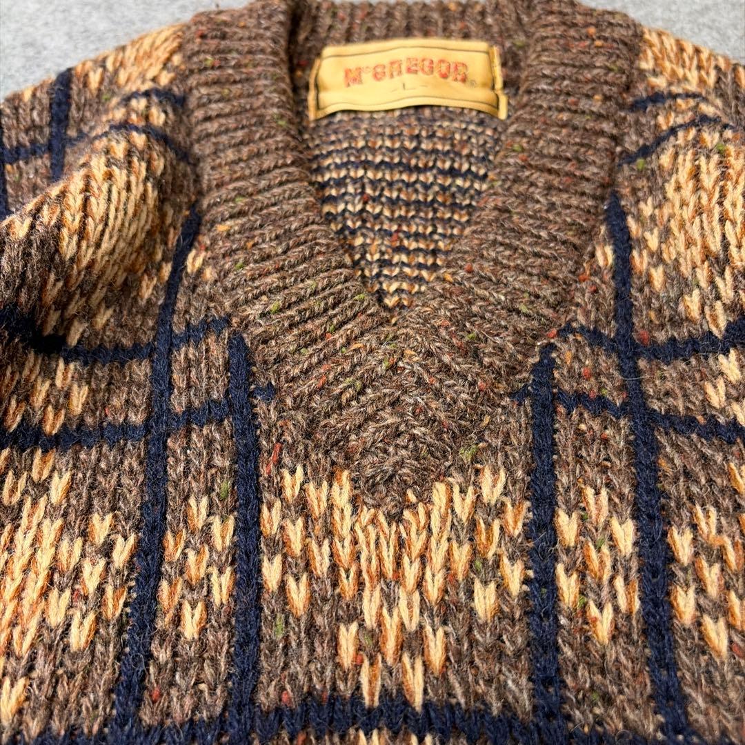 90s McGREGOR ニット Vネック チェック 茶 L アメカジ トラッド — image 5