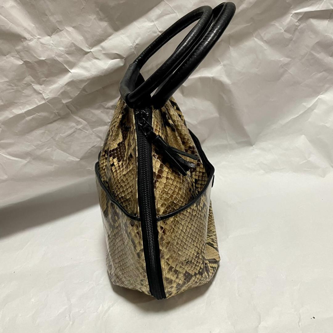 MONTOWA モントワ パイソン 蛇革 ハンドバッグ タッセル付 レディース — image 4