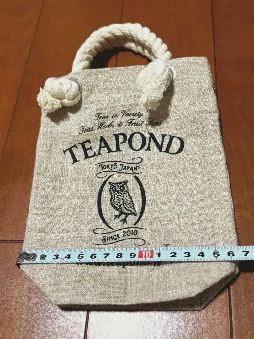 週末限定　TEAPOND トートバッグ フクロウ ロゴ 麻素材　ティーポンド — image 3