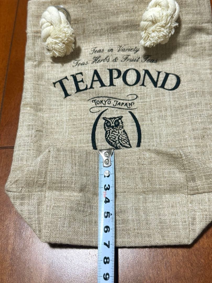 週末限定　TEAPOND トートバッグ フクロウ ロゴ 麻素材　ティーポンド — image 4
