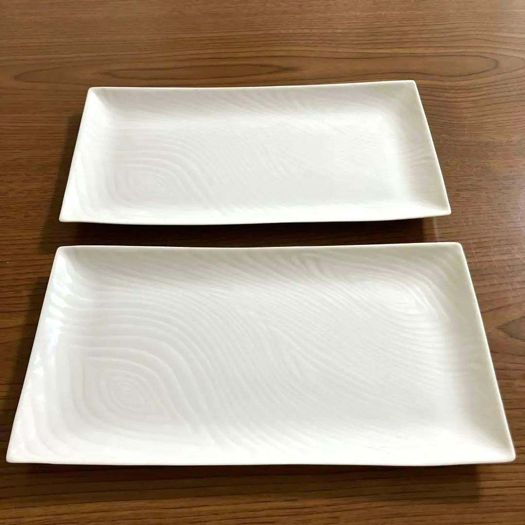 たち吉 木目 焼物皿 長皿　白磁　2枚 — image 2