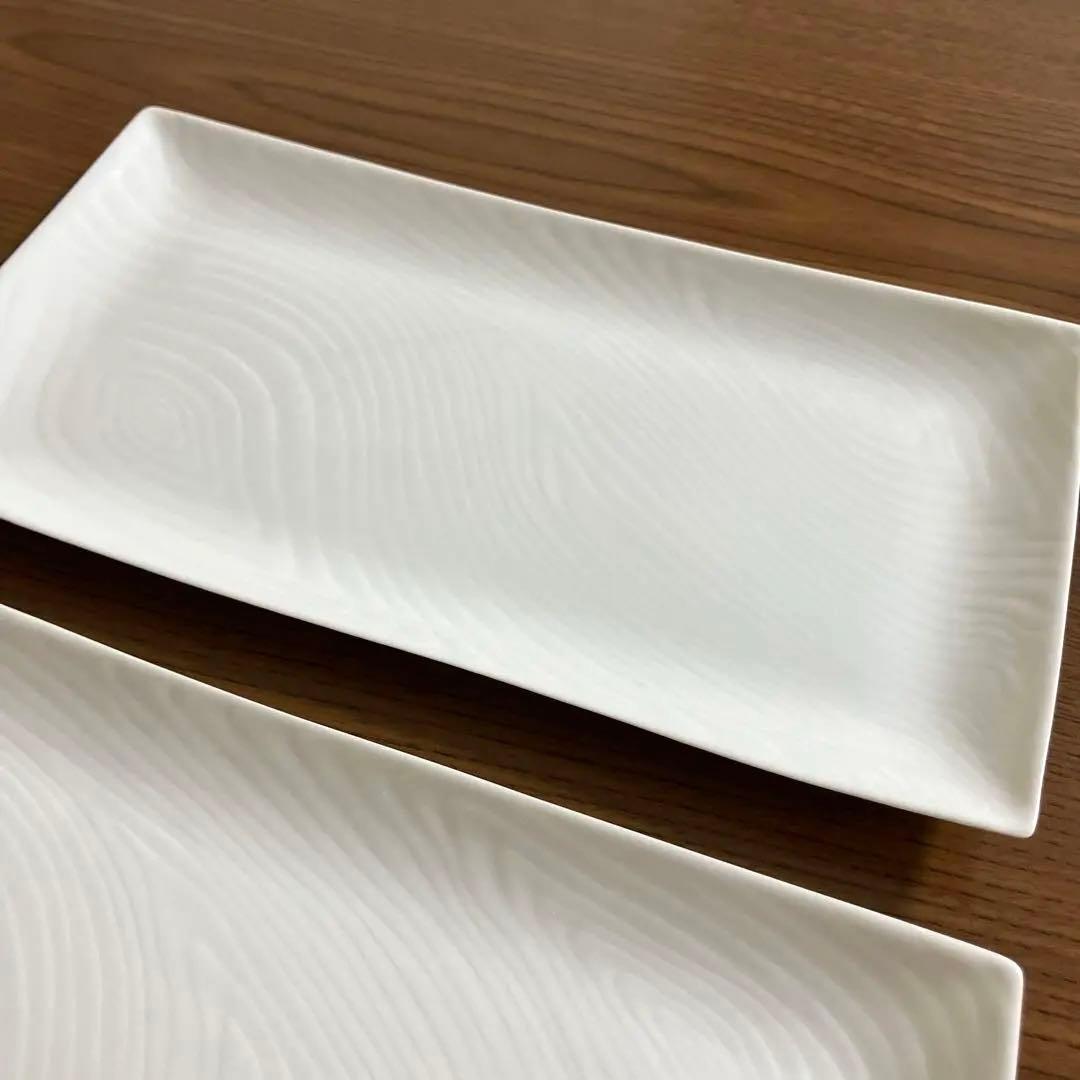たち吉 木目 焼物皿 長皿　白磁　2枚 — image 3