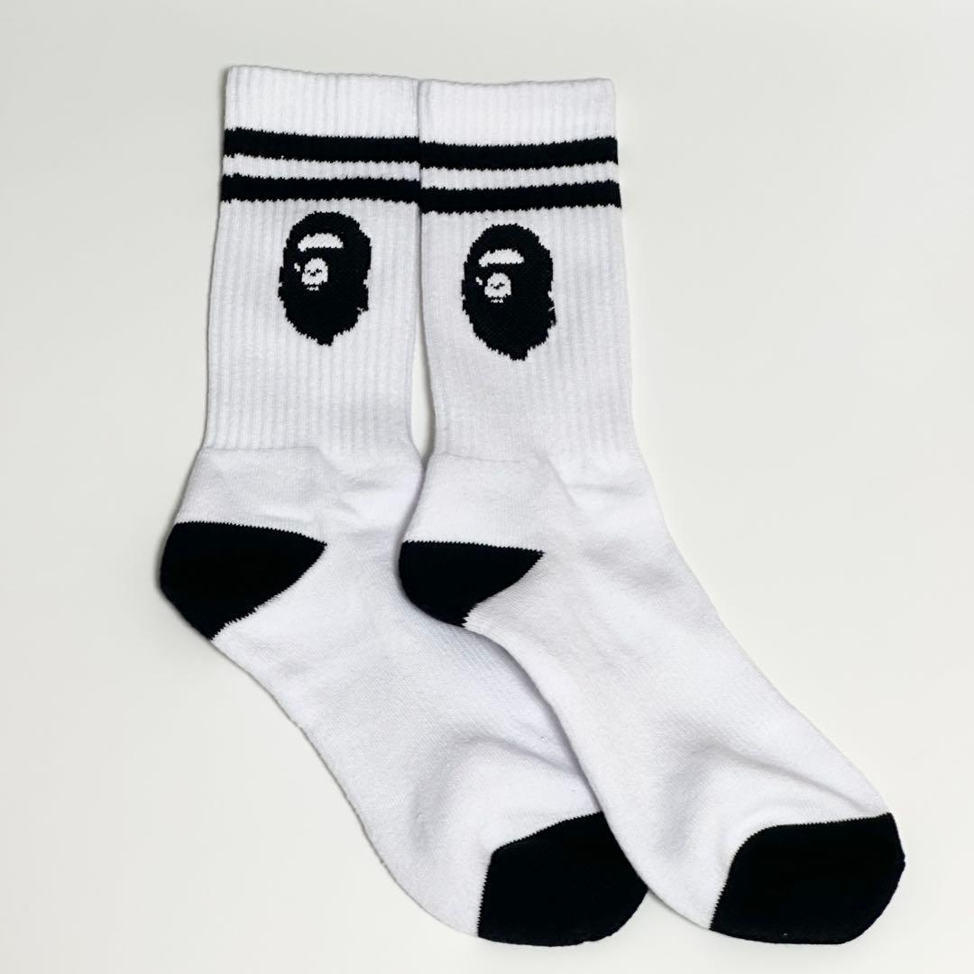A BATHING APE アベイシングエイプ APE HEAD 靴下 ホワイト — image 3