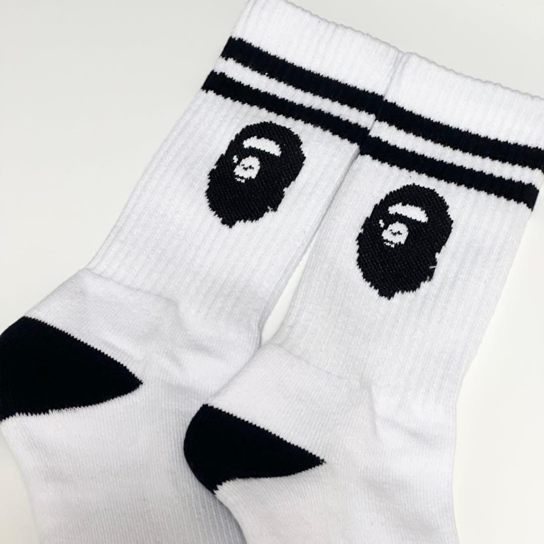 A BATHING APE アベイシングエイプ APE HEAD 靴下 ホワイト — image 4