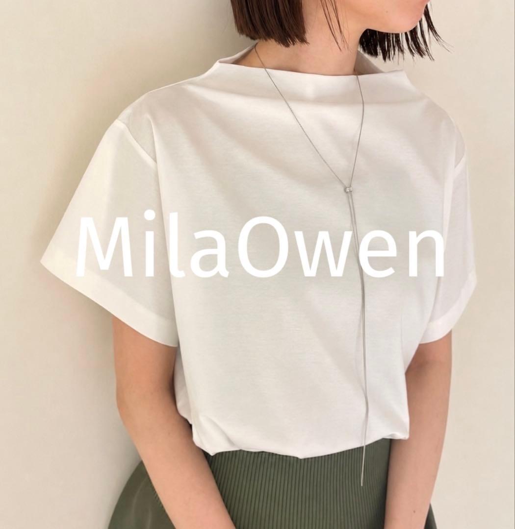 ミラオーウェン　Mila Owen ボートネック 半袖Tシャツ 白0 ハイライン — image 2