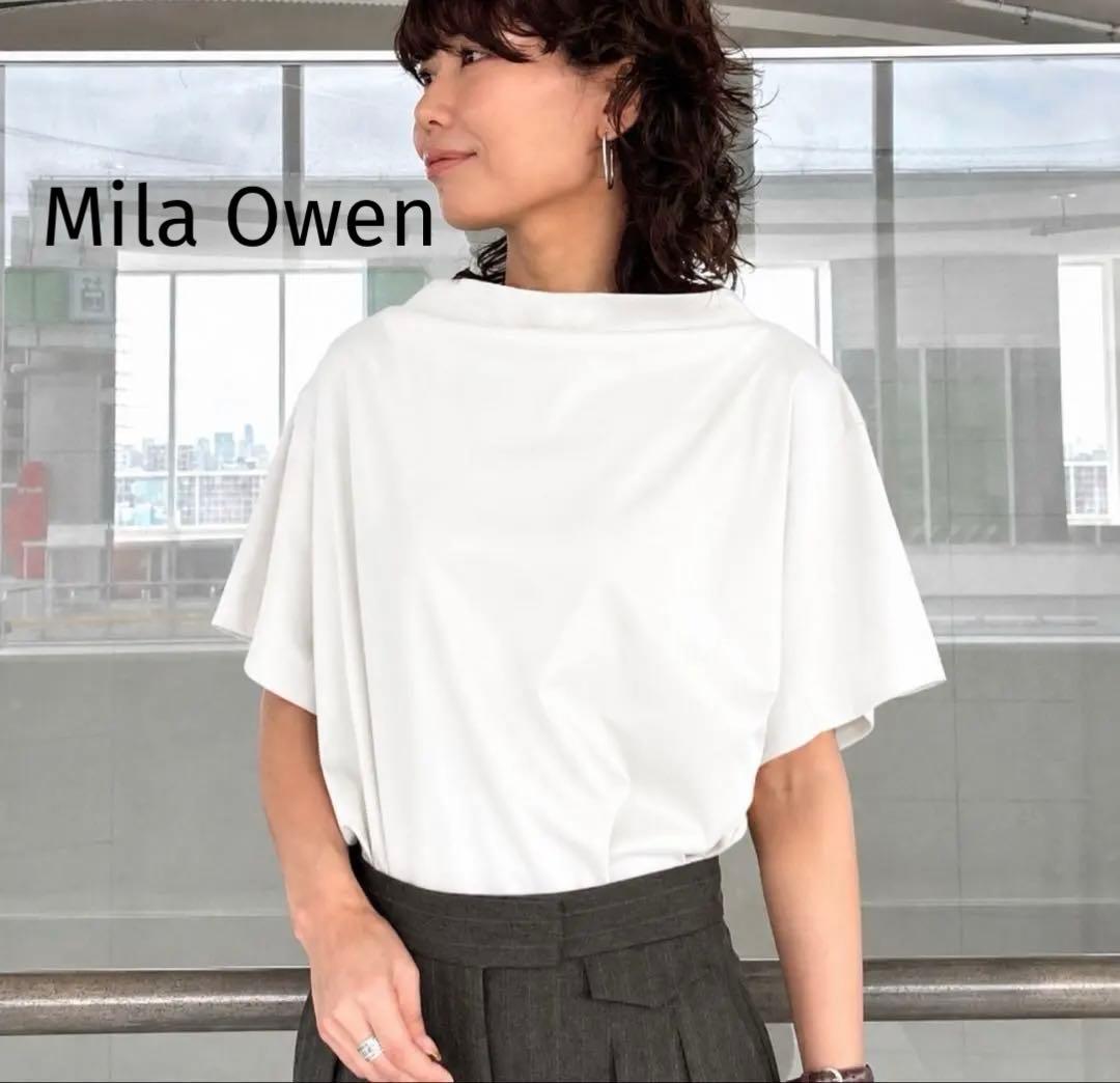 ミラオーウェン　Mila Owen ボートネック 半袖Tシャツ 白0 ハイライン — image 3