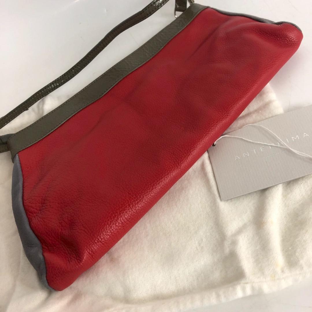 ANTEPRIMA アンテプリマ ハンドバッグ バッグ レザー 赤 グレー ロゴ — image 3