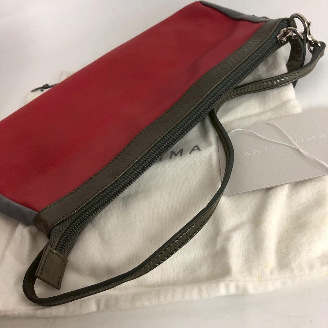 ANTEPRIMA アンテプリマ ハンドバッグ バッグ レザー 赤 グレー ロゴ — image 4