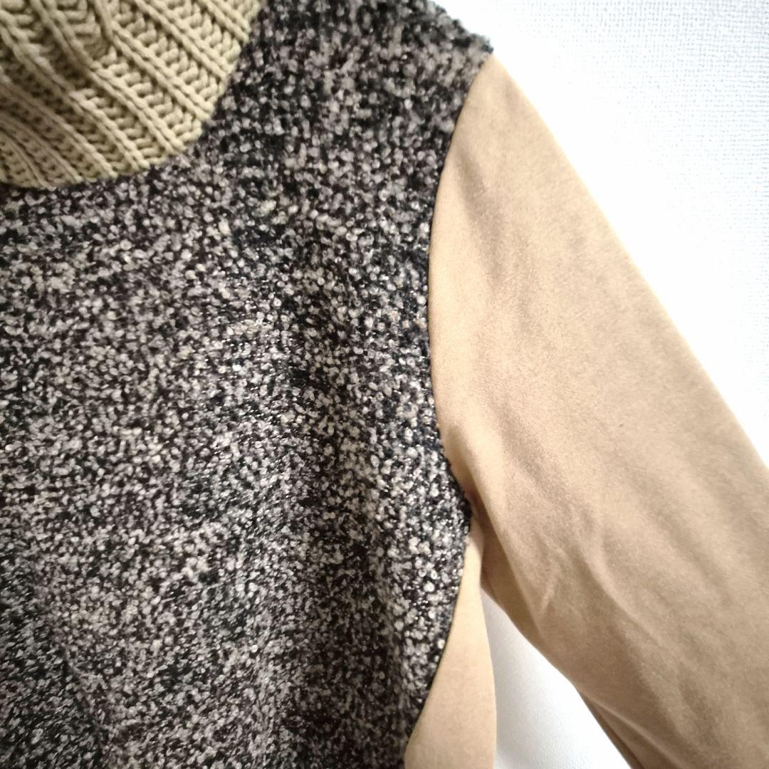 ラフィアブルー ニット オフタートル 長袖 無地 L 茶 ハイネック デイリー — image 5