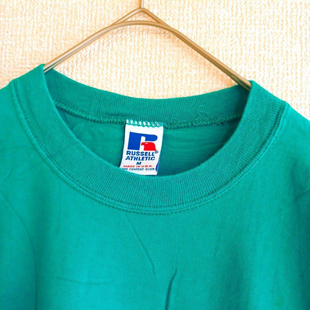 ラッセル Tシャツ クルーネック 半袖 無地 M 緑 綿 カジュアル — image 3