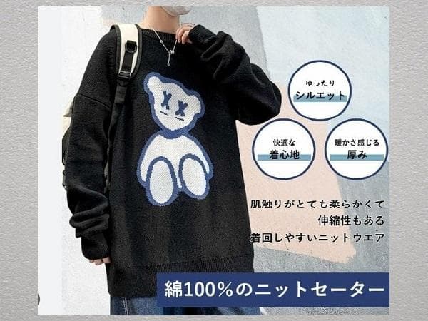 Adigaber セーター メンズ ニット トレーナー 長袖 クルーネック L — image 3