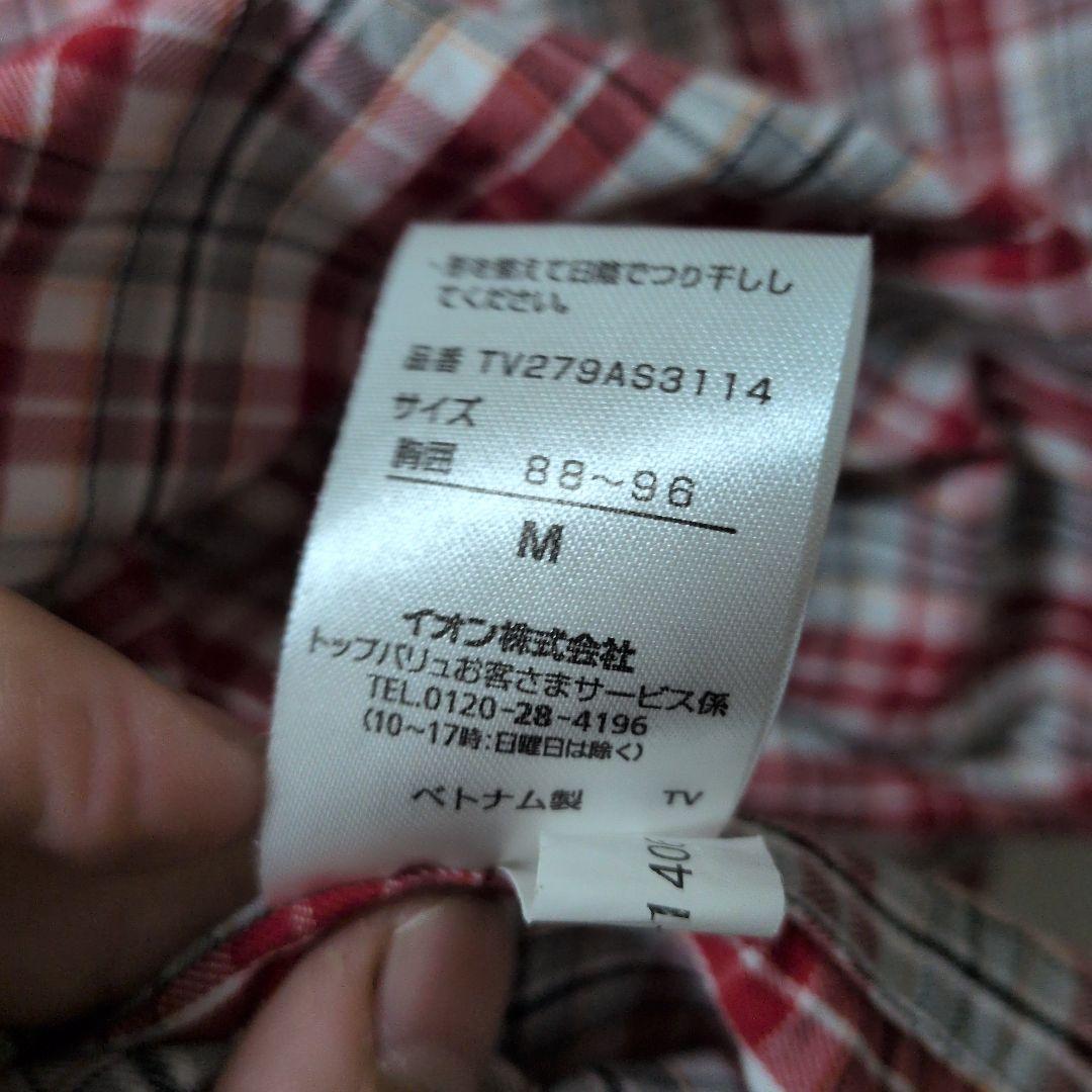 赤と白のチェック柄 Mサイズ 長袖シャツ — image 4