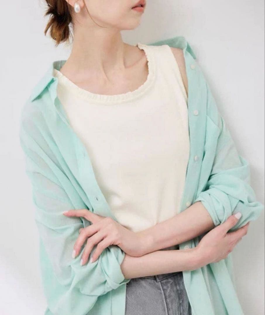 【新品】ROPÉ PICNIC 襟フリルタンクトップ ホワイト 38 — image 5
