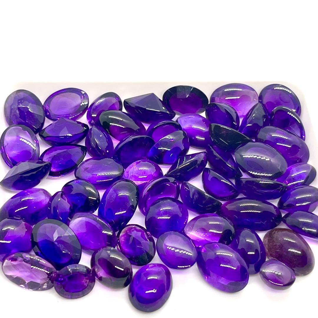 大粒 大量 460ct 天然アメジスト カボションカットまとめ売り — image 2