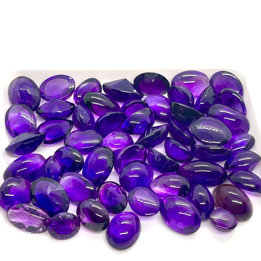 大粒 大量 460ct 天然アメジスト カボションカットまとめ売り — image 3