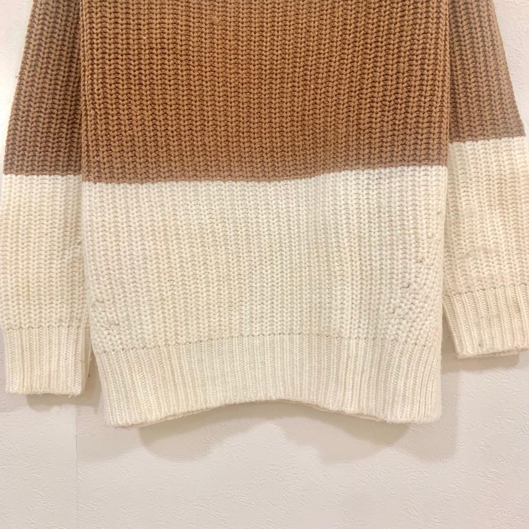 【BRICOLAGE】 ローゲージ ボーダーニット セーター 配色切替 M — image 4
