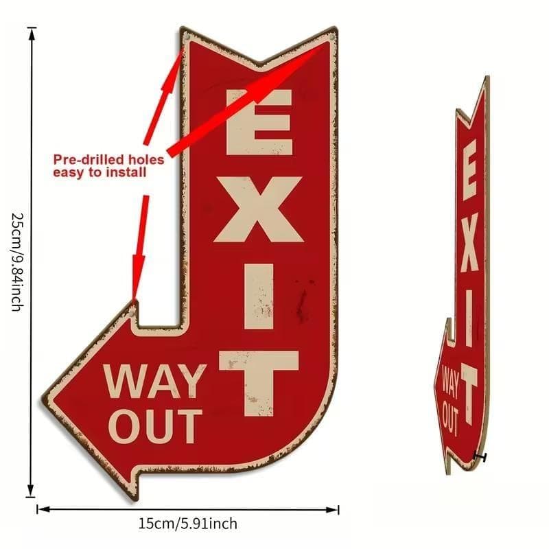New最安値・左右セットで超お買い得・EXIT 出口・外へ出る・退去木製看板 — image 4