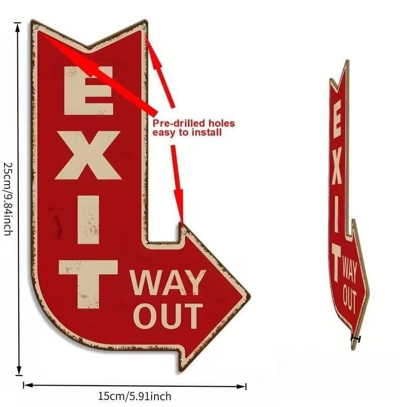 New最安値・左右セットで超お買い得・EXIT 出口・外へ出る・退去木製看板 — image 5