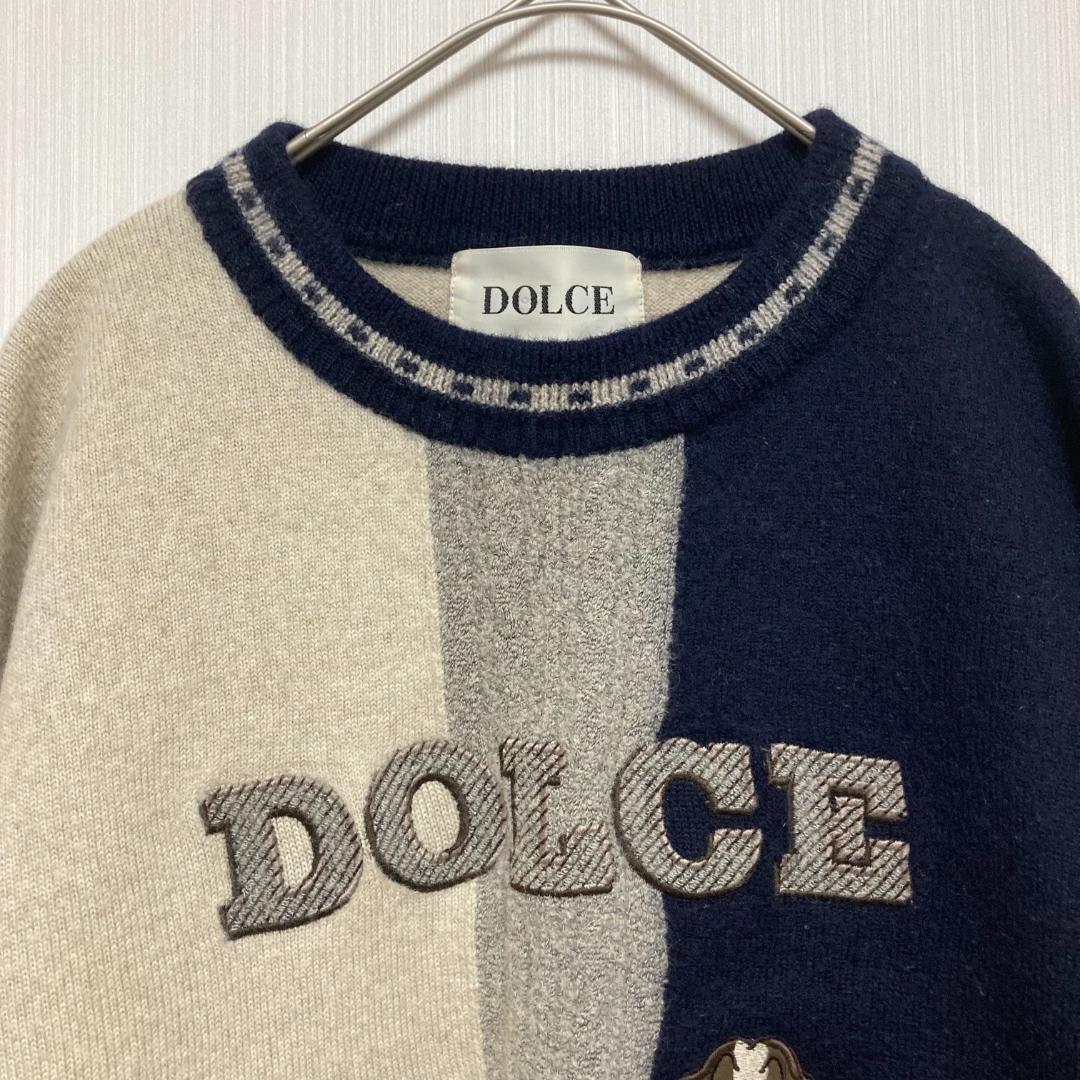 【ドルチェ】DOLCE 長袖ニット 犬刺繍 サイズ50 毛混 日本製ユニセックス — image 3