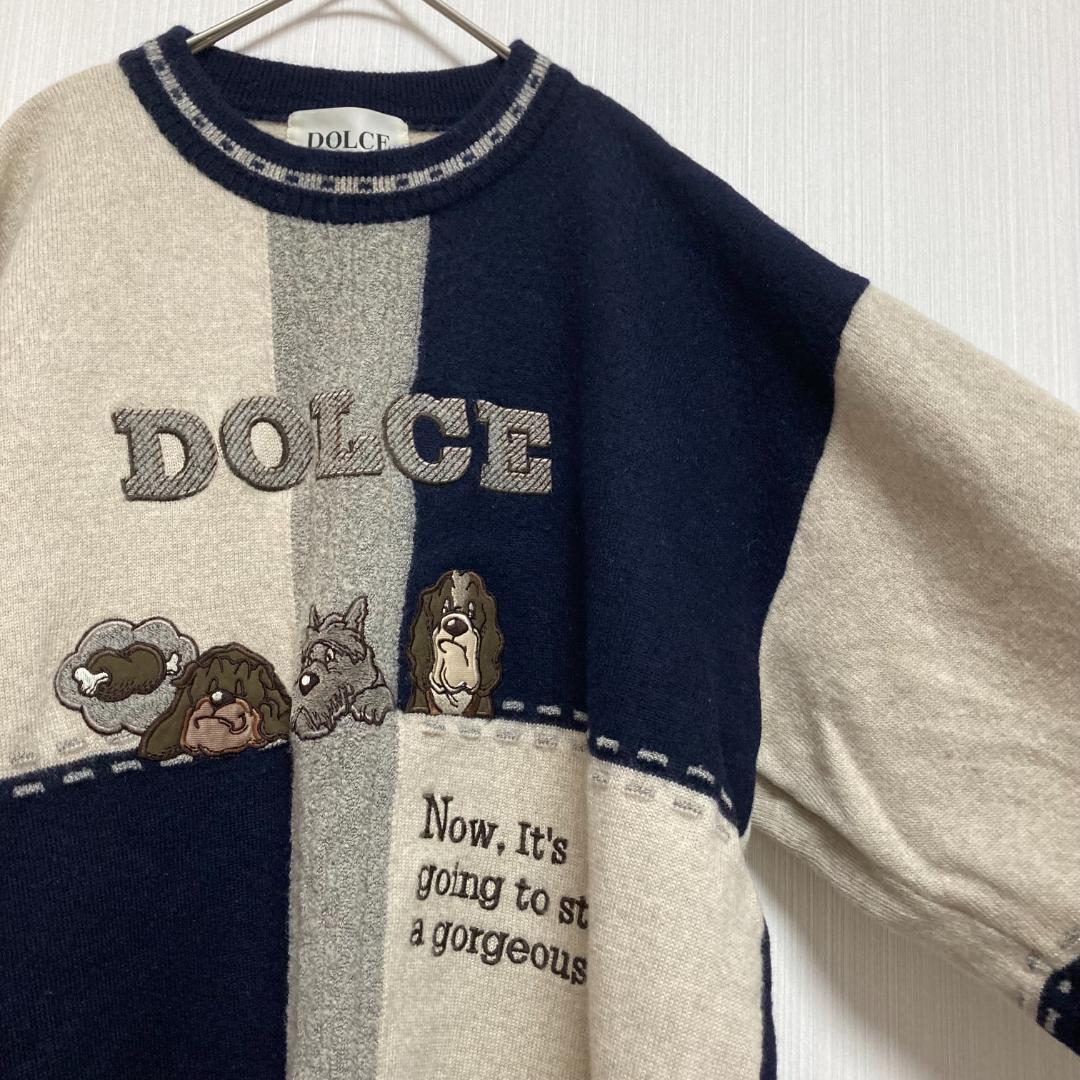 【ドルチェ】DOLCE 長袖ニット 犬刺繍 サイズ50 毛混 日本製ユニセックス — image 5