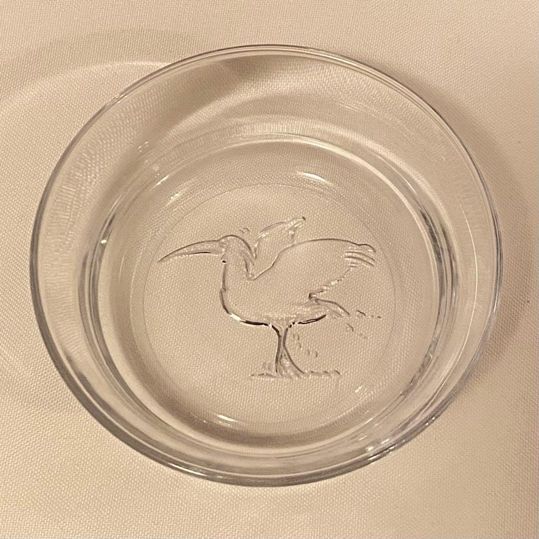 鳥 レリーフ ガラス 小皿 取り皿 4枚セット 水鳥 サギ シギ — image 2