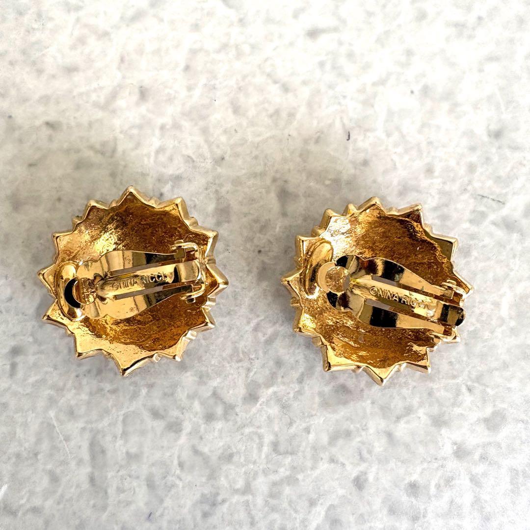美品⭐︎NINA RICCI ニナリッチイヤリング ゴールドカラー フラワー — image 5