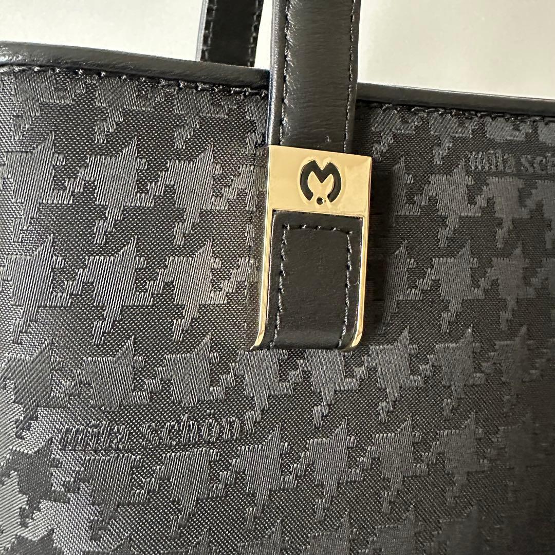【mila schon】美品 千鳥格子 ナイロン レザー ハンドバッグ ブラック — image 2