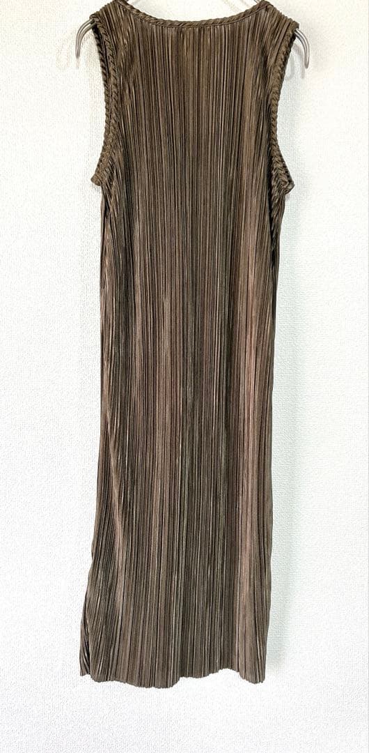 【新品タグ付】H&M プリーツノースリーブロングワンピース ブラウン系 XS — image 2