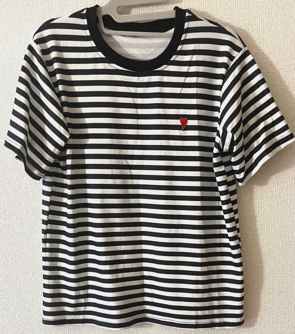 ハート刺繍 半袖Tシャツ ボーダーMサイズ — image 4