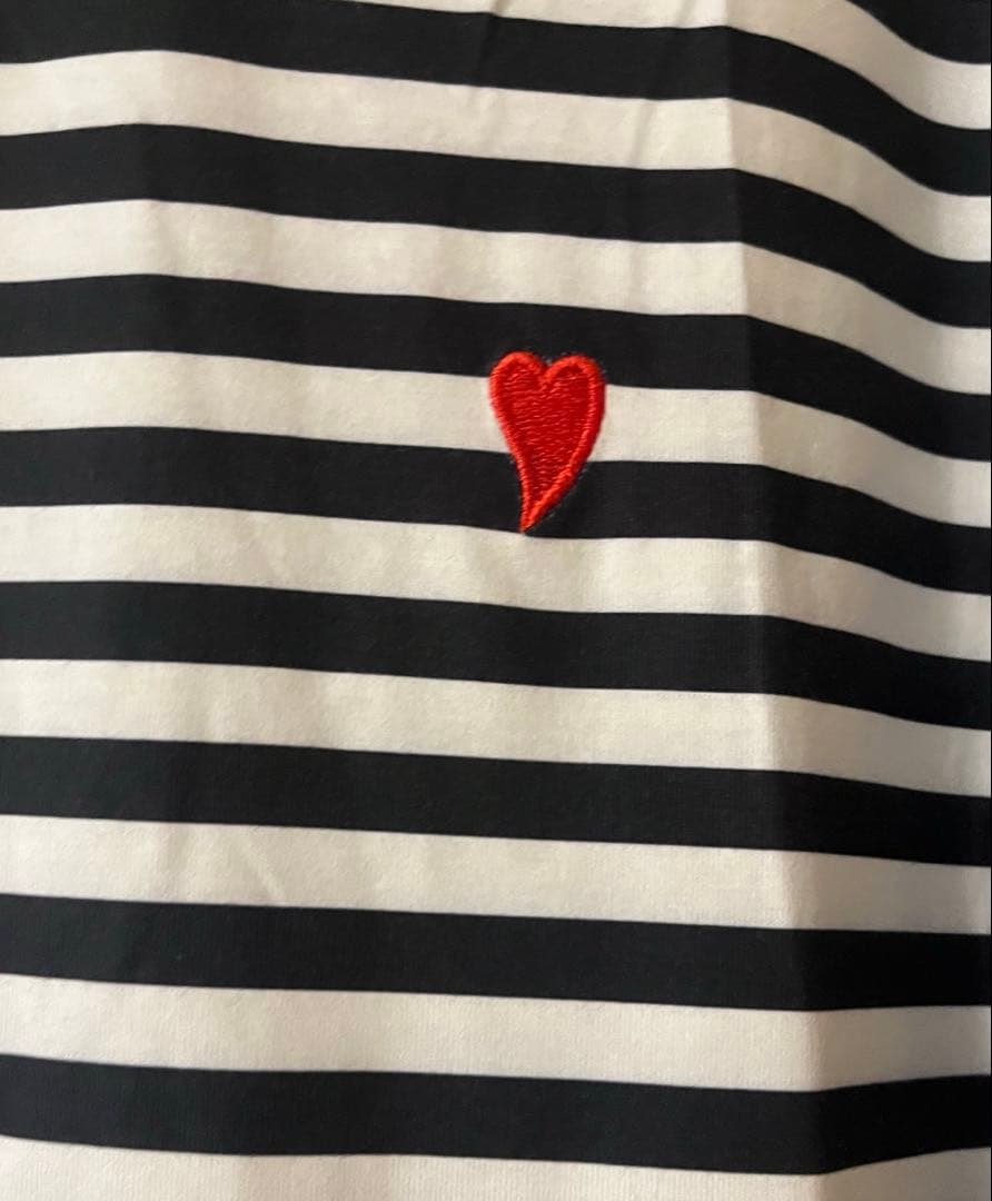 ハート刺繍 半袖Tシャツ ボーダーMサイズ — image 5