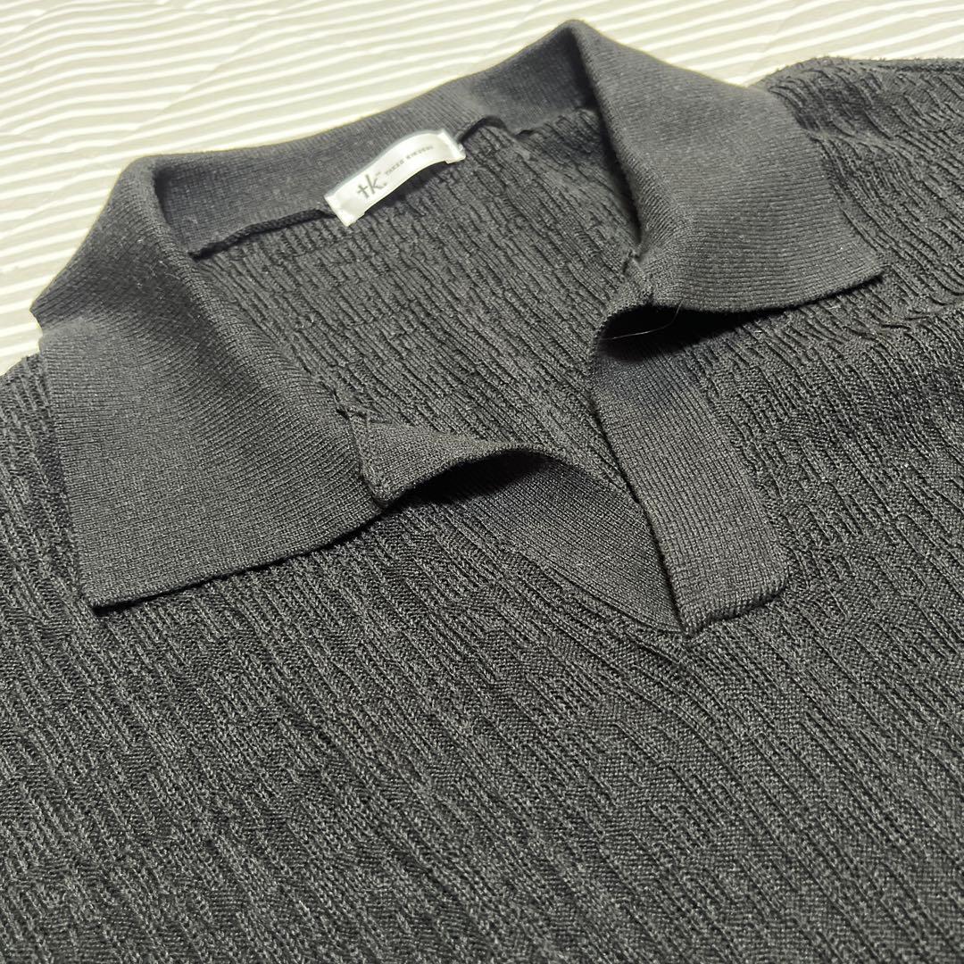 tk.TAKEO KIKUCHI ポロニット ブラック 半袖　サイズM — image 2