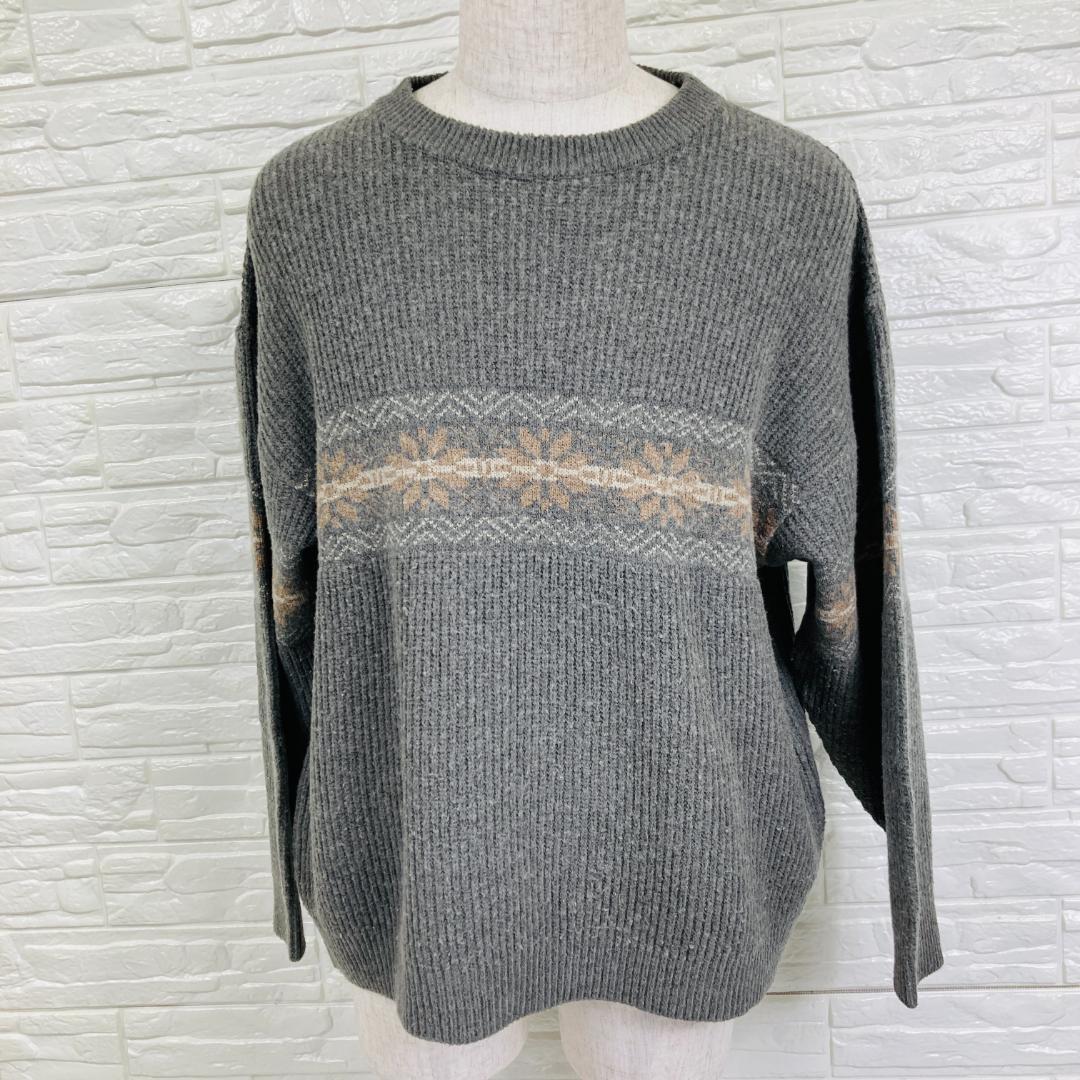 LEDOLN ノルディック ニットセーター グレー L 0301-A — image 2