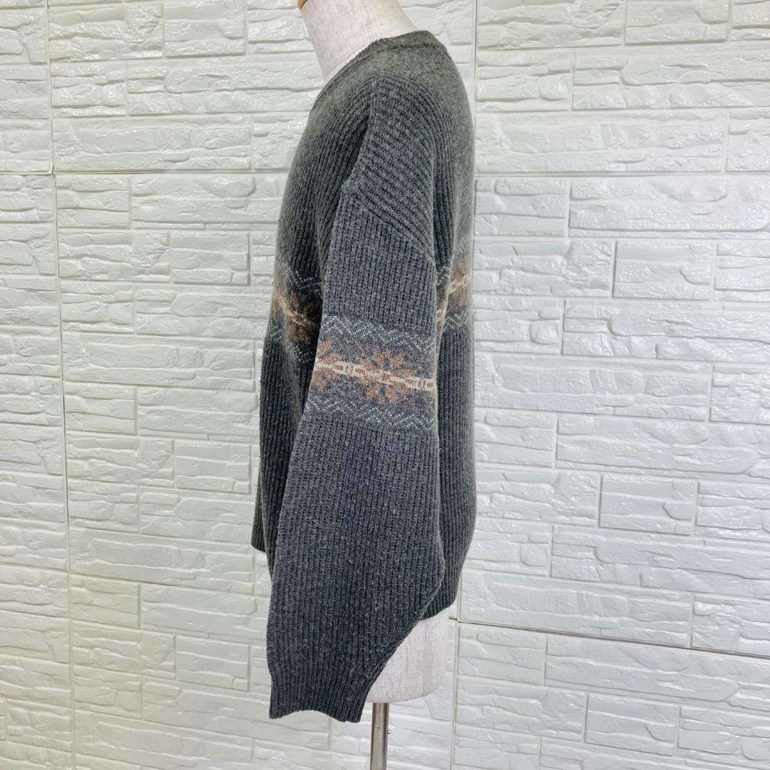 LEDOLN ノルディック ニットセーター グレー L 0301-A — image 3